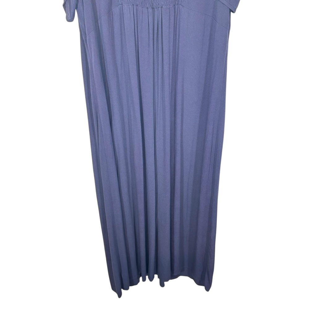Old Navy Blue Volcanic Glass Waist Defined Midi Dress Sz XL Boho V Neck Peasant - Picture 7 of 14